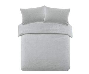 Brentfords Silver Grey Superking Duvet Sets, Teddy Fleece Duvet Set Super King Size with Pillowcases Christmas Bedding Ultra Soft Warm Comfy Cosy Quilt Covers