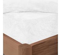 Brentfords Single Bed Sheets White, Teddy Fleece Fitted Sheet Bed Cover Easy Care Fade Resistant Ultra Soft Bedding Single Thermal Bedding Fitted Sheet