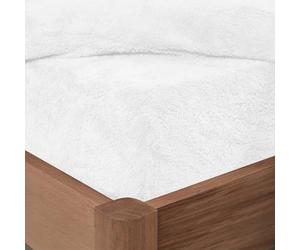 Brentfords Single Bed Sheets White, Teddy Fleece Fitted Sheet Bed Cover Easy Care Fade Resistant Ultra Soft Bedding Single Thermal Bedding Fitted Sheet