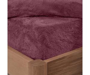 Brentfords Single Bedsheets Red, Teddy Fleece Single Fitted Sheets Thermal Bedding Fade Resistant Ultra Soft Winter Bedding Fitted Sheet Single Bed, Burgundy