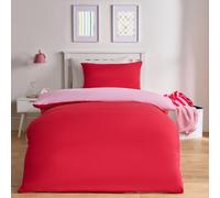 Brentfords Single Duvet Cover Set, Birthday Gifts for Women Girls Super Soft Microfibre Reversible Duvet Cover Single Modern Warm Cosy Bedding Set with Pillowcases, Pink/Red