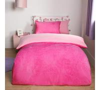 Brentfords Single Duvet Cover Set, Christmas Winter Super Soft Thermal Teddy Fleece Duvet Set Reversible Fluffy Warm Cosy Teddy Bear Bedding with Pillowcase, Pink/Hot Pink