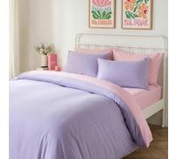 Brentfords Single Duvet Cover Set, Gifts for Women Super Soft Warm Cosy Microfibre Single Bedding Quilt Cover Reversible Bedding Sets with Matching Pillowcase, Lilac/Pink