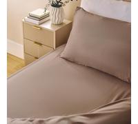 Brentfords Single Fitted Sheet, Easy Care Soft Microfibre Fabric Deep Pocket 12 Inch Shrinkage and Fade Resistant Single Bed Sheets Plain Bottom Sheet Bed Cover, Natural - 91 x 190cm