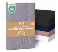 Brentfords Single Fitted Sheets 2 Pack, Deep Fitted Sheet Bed Cover Easy Care Fade Resistant Ultra Soft Bed Sheets Linen Microfibre - Hospital Bed Single sheets 2 pack Grey