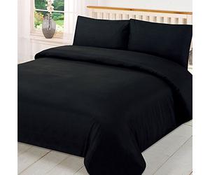 Brentfords Soft & Breathable Microfibre Bed Set - Super King-Sized Black Duvet Cover Set - Plain Dyed Quilt Bedding with Pillowcases