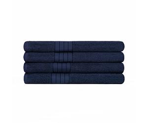 Brentfords Super Absorbent & Quick Drying Jumbo Towel - 100% Cotton Extra Large Bathroom Towel Sheets - Premium Quality - Luxury Set of 4 - Navy Blue - 90 x 150cm