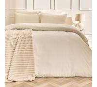 Brentfords Super King Duvet Set, Super Soft Cosy Warm Microfibre Polyester Quilt Cover Set Luxurious Superking Bedding Modern Comfy Duvet Cover Sets with Matching Pillowcases, Ivory