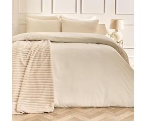 Brentfords Super King Duvet Set, Super Soft Cosy Warm Microfibre Polyester Quilt Cover Set Luxurious Superking Bedding Modern Comfy Duvet Cover Sets with Matching Pillowcases, Ivory