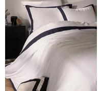 Brentfords Super King Duvet Set, Super Soft Warm Cosy Stylish Contrast Border Duvet Cover Luxurious Comfy Microfibre Super King Bedding with Pillowcases, White/Navy