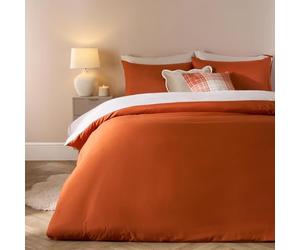 Brentfords Superking Bedding Quilt Cover Set Reversible, Super Soft Cosy Warm Microfibre Polyester Super King Duvet Set Modern Comfy Bedding with Matching Pillowcases, Rust/Stone