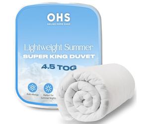 Brentfords Superking Summer Duvet, Lightweight Super King Duvets 4.5 Tog Anti Allergy Home Soft Comfort Bedding Hotel Quality Quilts Super King Size Breathable Cool Duvet, White