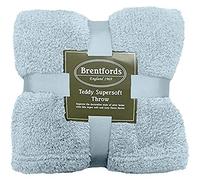 Brentfords Teddy Fleece Blanket Large Throw Over Bed Plush Super Soft Warm Sofa Bedspread, Duck Egg - 200 x 240 cm