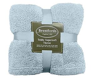 Brentfords Teddy Fleece Blanket Large Throw Over Bed Plush Super Soft Warm Sofa Bedspread, Duck Egg - 200 x 240 cm