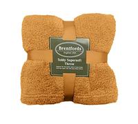 Brentfords Teddy Fleece Blanket Large Throw Over Bed Plush Super Soft Warm Sofa Bedspread, Ochre - 125 x 150 cm