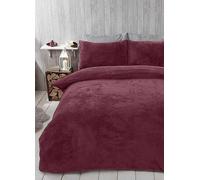 Brentfords Teddy Fleece Duvet Set Burgundy