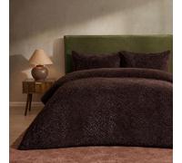 Brentfords Teddy Fleece Duvet Set Double Duvet Cover, Coffee - Double | Soft Teddy Fleece Duvet Cover With 2 Pillowcases Fits Double Bed Machine Washable