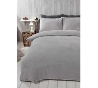 Brentfords Teddy Fleece Duvet Set Silver