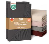 Brentfords Teddy Fleece Fitted Sheet 2 Pack, Soft Warm Thermal Teddy Bear Bedding Deep Pocket 25cm Fade Resistant Cuddly Cosy Fluffy Double Bed Sheets 2 Pack, Charcoal Grey - Double