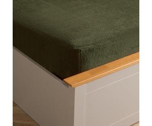 Brentfords Teddy Fleece Fitted Sheet Double, Fluffy Fleece Bed Sheet Double Fitted Easy Care Ultra Soft Fade Resistant Winter Warm Bedding Linen Sheet - Woodland Green