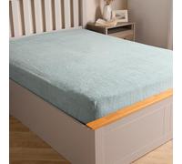 Brentfords Teddy Fleece Fitted Sheet, Gifts for Women Men Super Soft Warm Fitted Bed Sheets Double Thermal Luxury Winter Cuddly Bed Sheets Teddy Bear Bedding Easy to Use Fit, Duck Egg