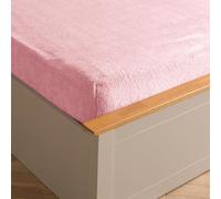 Brentfords Teddy Fleece Fitted Sheet, Gifts for Women Men Super Soft Warm Fitted Bed Sheets Double Thermal Luxury Winter Cuddly Bed Sheets Teddy Bear Bedding Easy to Use Fit, Pink