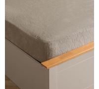 Brentfords Teddy Fleece Fitted Sheet, Soft Warm Single Fitted Sheet Thermal Luxury Winter Bedding Fluffy Cuddly Teddy Bear Bedding Bed Cover Easy to Use Fit, Latte Taupe