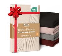 Brentfords Teddy Fleece Fitted Sheet, Valentines Gifts for Her Soft Warm Fitted Bed Sheets Double Thermal Luxury Winter Teddy Bear Bedding Easy to Use Fit, Cream Beige