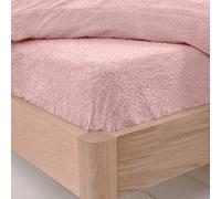 Brentfords Teddy Fleece Fitted Sheet, Valentines Gifts for Her Soft Warm Single Fitted Sheet Thermal Luxury Winter Bed Sheets Fluffy Cuddly Teddy Bear Bedding Bed Cover Easy to Use Fit, Blush Pink