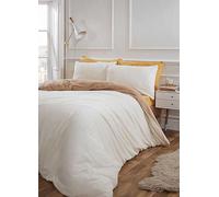 Brentfords Teddy Fleece Reversible Latte & Cream Duvet Cover & Pillowcase Set Natural