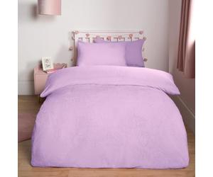 Brentfords Teddy Fleece Single Bedding Set, Fluffy Fleece Duvet Covers Thermal Winter Warm Bedding Single Duvet Cover with Pillowcase Ultra Soft Comfy - Lilac