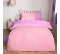 Brentfords Teddy Fleece Single Duvet Set, Christmas Winter Fluffy Cosy Reversible Single Duvet Cover Set Super Soft Warm Thermal Teddy Bear Bedding with Pillowcase, Pink/Lilac