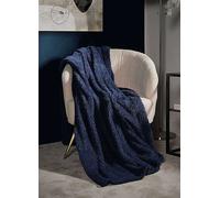 Brentfords Teddy Fleece Throw Navy