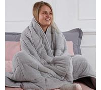 Brentfords Teddy Fleece Weighted Blanket 8kg for Adults 150 x 200cm Quilted Pockets Throw, Silver Grey,(Disclaimer: Only suitable for age 3+ years)