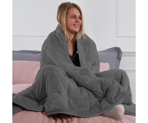Brentfords Teddy Fleece Weighted Blanket 8kg, Gifts for Women Heavy Blanket Sleep Therapy Anxiety Relief for Adults, King Size 150 x 200cm - Charcoal Grey (Disclaimer Only suitable for age 3+ years)