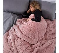 Brentfords Teddy Fleece Weighted Blanket Blush Pink, Quilted Throw Sleep Therapy Anxiety Relief for Adults, 150 x 200cm - 8kg - (Disclaimer:Only suitable for age 3+years)
