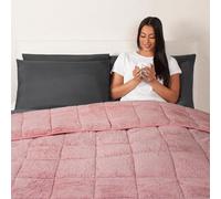 Brentfords Teddy Fleece Weighted Blanket Blush Pink, Quilted Throw Sleep Therapy Anxiety Relief for Adults, 150 x 200cm - 8kg - (Disclaimer:Only suitable for age 3+years)
