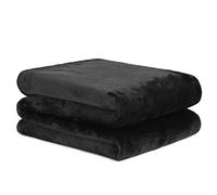 Brentfords Throws for Sofas Black Blanket, Super Soft Cosy Warm Flannel Fleece Blanket for Bed Settee Sofa Throw Lightweight Fluffy Single Bed Throw, 120 x 150cm