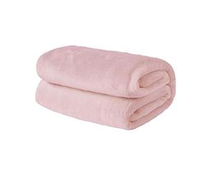 Brentfords Throws for Sofas Pink Blanket, Gifts for Women Super Soft Cosy Warm Flannel Fleece Blanket for Bed Settee Couch Fluffy Small Blanket All Seasons Single Bed Throw, Blush Pink - 120 x 150cm