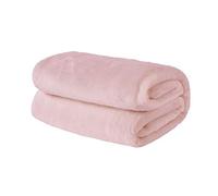 Brentfords Throws for Sofas Pink Blanket, Valentines Gifts for Her Super Soft Cosy Warm Flannel Fleece Blanket for Bed Settee Valentines Decorations Fluffy Single Bed Throw, Blush Pink - 120 x 150cm