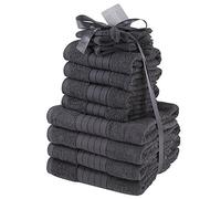 Brentfords Towels Bale Set 100% Cotton Large Soft Bath Hand Face 12 Piece - Charcoal