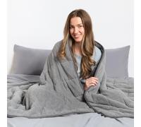 Brentfords Weighted Blanket 10kg Teddy Fleece, Charcoal Grey King 150x200cm | Quilted Heavy Blanket Anxiety Relief for Adults Sleep Therapy Calming Stress Fluffy Weighted Blanket with Micro Glass Beads