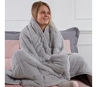 Brentfords Weighted Blanket Adult 10kg Teddy Fleece, Silver Grey 150x200cm | Quilted Heavy Blanket Anxiety Relief for Adults Sleep Therapy Calming Stress Fluffy Weighted Blanket with Micro Glass Beads