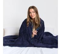 Brentfords Weighted Blanket Teddy Fleece 10kg, Navy Blue - King 150 x 200cm | Quilted Heavy Blanket Anxiety Relief for Adults Sleep Therapy Calming Stress Fluffy Weighted Blanket with Micro Glass Beads