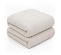 Brentfords Weighted Blanket Teddy Fleece 6kg, Cream - Single 125 x 180cm | Quilted Throw Heavy Blanket Anxiety Relief for Adults Sleep Therapy Calming Stress Weighted Blanket with Micro Glass Beads