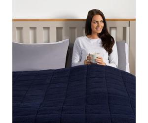 Brentfords Weighted Blanket Teddy Fleece, Men Women Weighted Blanket Sleep Therapy Anxiety Stress Relief Super Soft Throw - Navy Blue, 125 x 150cm - 4kg (Disclaimer:Only suitable for age 3+years)