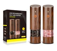Brenth Electric Salt and Pepper Grinder Set, USB-C Rechargeable Electric Salt and Pepper Mill Kitchen Gadgets, Ceramic Grind and 6 Custom Coarseness for Gourmet Cooking
