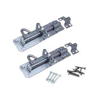 Brenton Bolt - 4", 6" or 8" | Black Japanned, Galvanised or BZP Finish | Pair with Fixings | Heavy Duty Gate, Shed or Door Bolt with Back Plate (BZP, 8" (200mm))