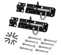 Brenton Bolt Door Lock - 2 Pack 100mm (4") Sliding Padbolt with Black Powder Coated Finish - Anti-Rust Gate Bolts for Wooden Gates, Garden Shed, Garage Door | Strong Lock