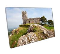 Brentor Church On Grassy Hill Dartmoor National Park Devon England Wall Art Print On Canvas Picture For Home Office Decor 61x41cm (24x16In)